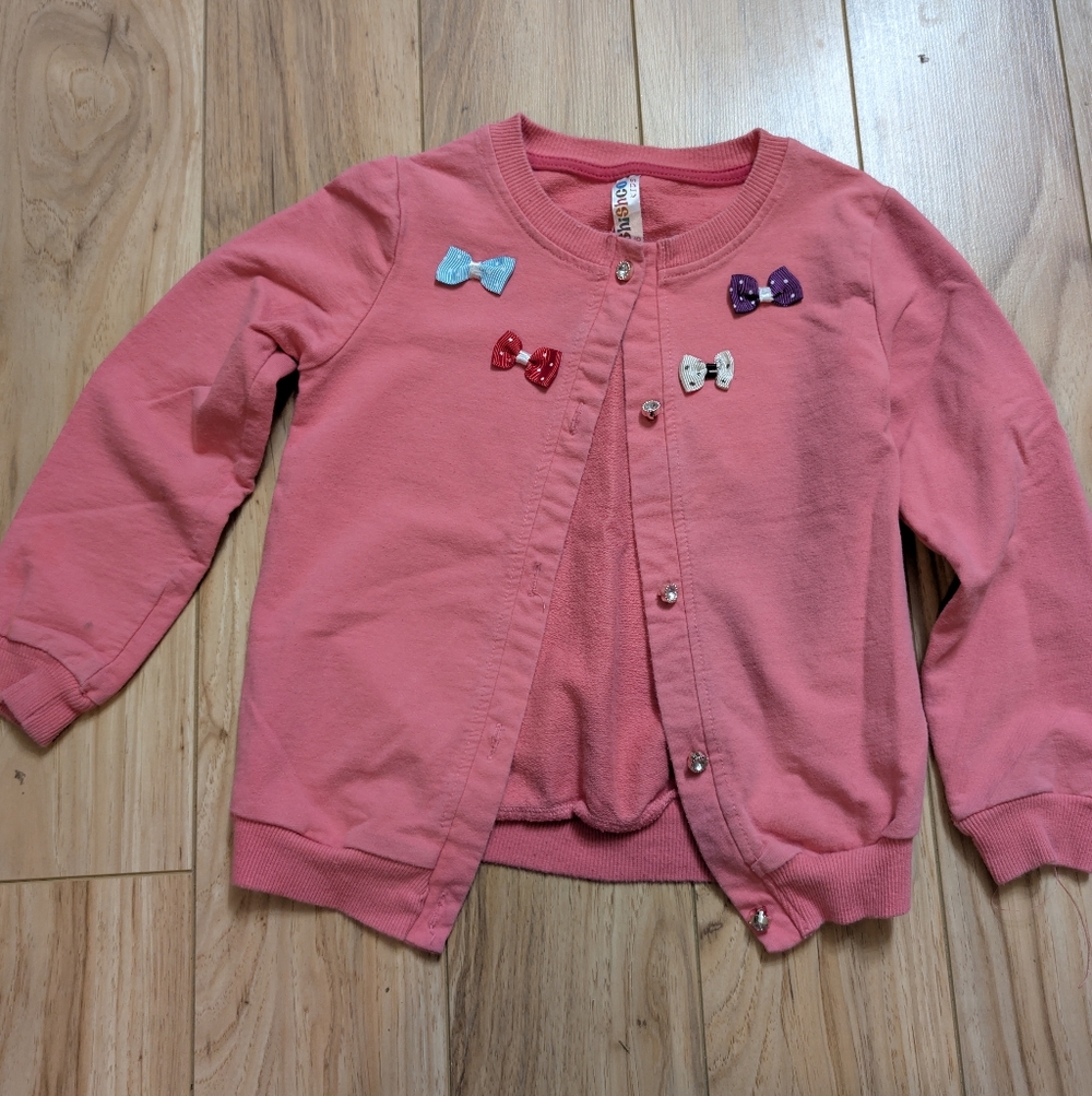Shishco Kids Pink Bow & Rhinestone Cardigan - Size 6